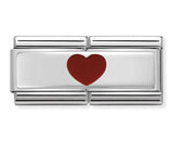 330721/10 DOUBLE Classic,steel,enamel,silver925,Red HEART in the middle
