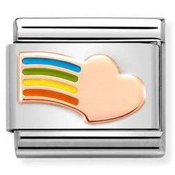 430202/16 Classic ,S/steel, enamel,Bonded Rose Gold Rainbow Heart