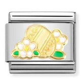 030272/77 Classic steel, enamel, 18k gold Easter egg with flowers