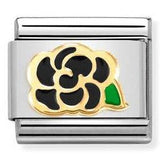030272/78 Classic , steel, enamel , 18k gold BLACK Camellia