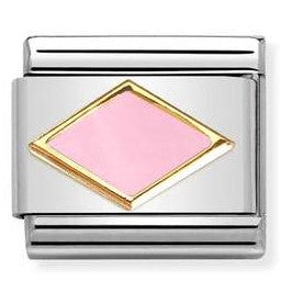 030285/49 Classic  steel, enamel, 18k gold PINK rhombus