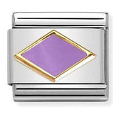 030285/50 Classic steel, enamel, 18k gold LILAC rhombus
