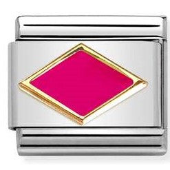 030285/52 Classic steel, enamel ,18k gold FUCHSIA rhombus