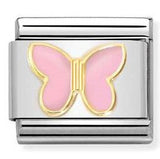 030285/59 Classic steel, enamel , 18k gold PINK butterfly