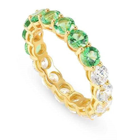 CHIC & CHARM JOYFUL ed. ring in 925 silver and cz (BICOLOR) GREEN Fin. Yellow gold Size 13
