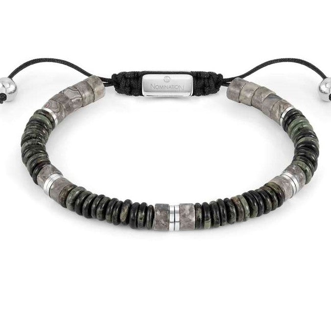 INSTINCT STYLE bracelet, steel, stones GRAY JASPER