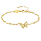 TRUEJOY bracelet in 925 silver and cubic zirconia Yellow Gold Butterfly in