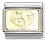 030121/57 Classic ENGRAVED SIGNS,steel,18k gold CUSTOM Multi-hearted heart