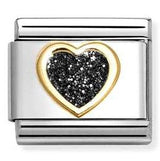 030220/010 Classic GLITTER, steel, enamel, 18k gold BLACK Heart