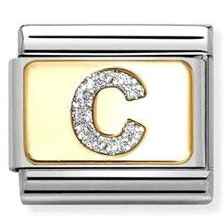 030291/03 Classic GLITTER LETTER C steel, enamel, 18k gold