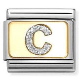 030291/03 Classic GLITTER LETTER C steel, enamel, 18k gold