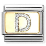 030291/04 Classic GLITTER LETTER D steel, enamel, 18k gold D