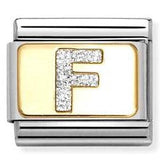 030291/06 Classic GLITTER LETTER  F steel, enamel, 18k gold F