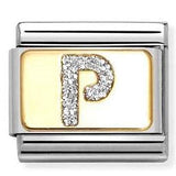 030291/16 Classic GLITTER LETTER  P steel, enamel, 18k gold P