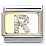 030291/18 Classic GLITTER LETTER R steel, enamel, 18k gold R