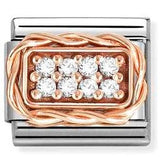 Classic RICH PAVE' steel, cubic zirconia and 9k rose gold White CZ