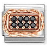 Classic RICH PAVE' steel, cubic zirconia and 9k rose gold Black CZ