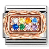 Classic RICH PAVE' steel, cubic zirconia and 9k rose gold RAINBOW