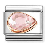430606/003 Classic CZ. FACETED RIGHT DROP,steel, 9k rose gold PINK