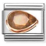 430606/012 Classic CZ. FACETED RIGHT DROP in steel and 9k rose gold SMOKEY