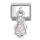 331800/28 Classic CHARMS  steel  925 sterling silver PINK girl