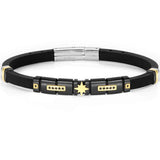 CITY bracelet,steel, cz, rubber fin. YELLOW GOLD Wind Rose 028817/014