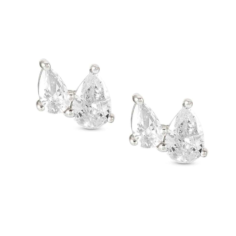 COLOUR WAVE earrings, 925 silver,CZ, WHITE 149813/001