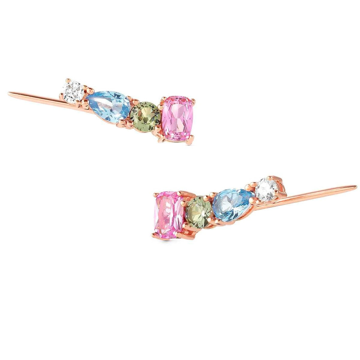 SIMPLE COLOR WAVE RICH earrings,925 silver,CZ. Rose Gold 149827/011