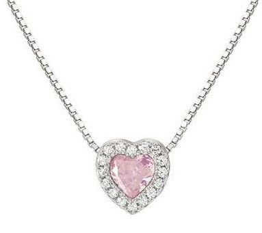 ALLMYLOVE necklace, 925  silver,CZ PINK 240302/002