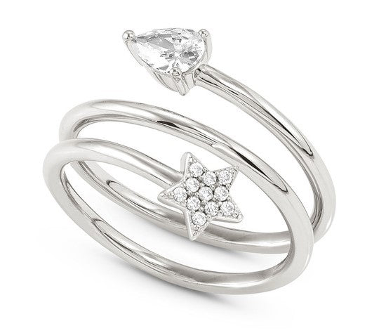 LUCENTISSIMA ring, 925 sterling silver , cz Silver Star