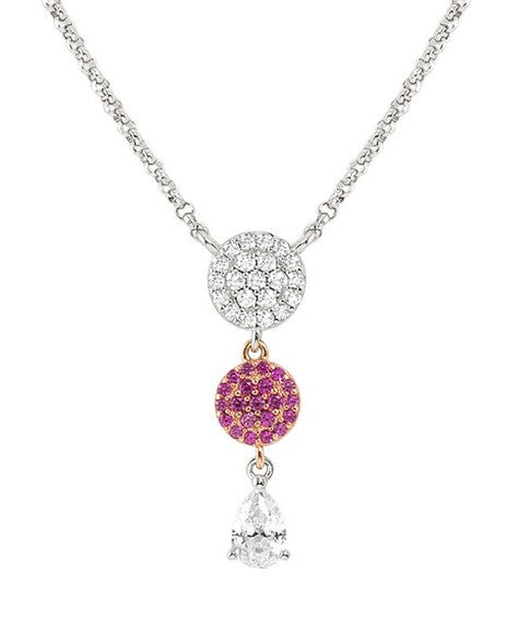 LUCENTISSIMA necklace , 925 sterling silver, cz Rose Gold Round