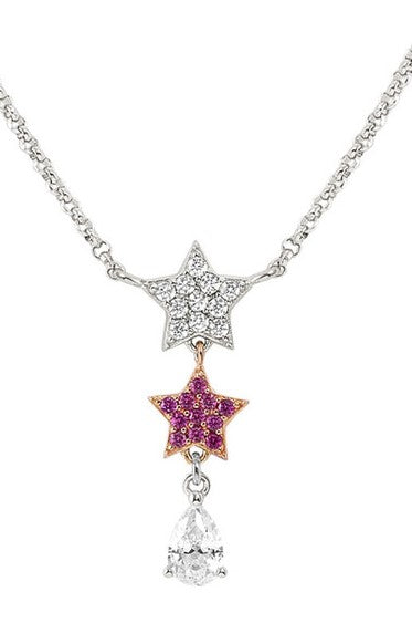 LUCENTISSIMA necklace, 925 sterling silver, cz Rose Gold Star
