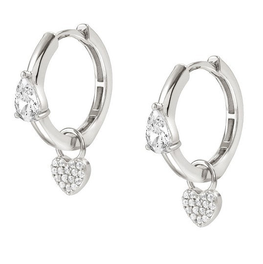 LUCENTISSIMA earrings. 925 sterling silver, cz (CIRCLE) Silver Heart