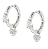 LUCENTISSIMA earrings. 925 sterling silver, cz (CIRCLE) Silver Heart