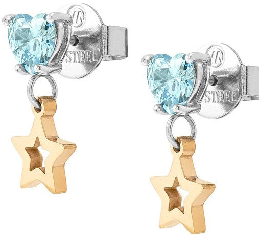PRINCIPESSINA earrings  steel, BI-TONE fin.CZ Star
