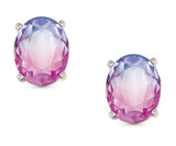 SYMBIOSI earrings 925 sterling silver, BICOLOR stones PINK-PURPLE fin. Silver