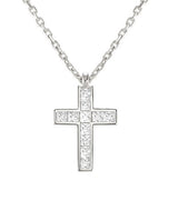 CARISMATICA necklace  925 sterling silver, cz (LARGE CROSS) WHITE fin. Silver
