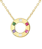 CARISMATICA necklace 925 sterling silver  fine cz. Yellow gold Round Mixed