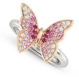 CRYSALIS ring  925 sterling silver BI-TONE fin. (LARGE)  cz Butterfly
