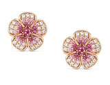 CRYSALIS earrings  925 sterling silver BI-TONE fin.  cz Flower