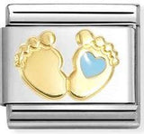 030272/86 Classic  steel, enamel , 18k gold BLUE foot