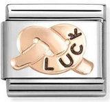 430202/40 Classic steel, enamel, 9k rose gold LUCK knot