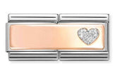 430702/02 DOUBLE Classic  steel, enamel,9k gold Glitter heart