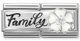 330734/17 DOUBLE Classic DETAILED steel, enamel, cz , 925 sterling silver Family with flower