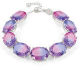 SYMBIOSI bracelet 925 sterling silver , BICOLOR stones (LARGE) (E) PINK-PURPLE fin. Silver