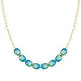 SYMBIOSI necklace  925 sterling silver, BICOLOR stones (E) LIGHT BLUE-GREEN fin. Yellow g