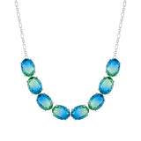 SYMBIOSI necklace  925 sterling silver, BICOLOR stones (LARGE) (E) LIGHT BLUE-GREEN fin. Silver