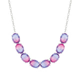 SYMBIOSI necklace  925 sterling silver, BICOLOR stones (LARGE) (E) PINK-PURPLE fin. Silver