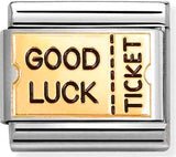 030284/72 Classic PLATES steel , enamel, 18k gold Good Luck Ticket