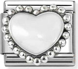 330204/36 Classic ,steel, enamel ,925 sterling silver White raised heart